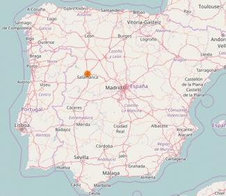 Salamanca on a Map of Spain
